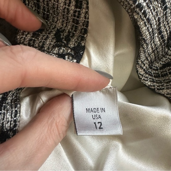 Monique Lhuillier Tweed Sheath Dress With Lace Overlay - Picture 6 of 10